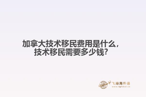 加拿大技術(shù)移民費(fèi)用是什么，技術(shù)移民需要多少錢？