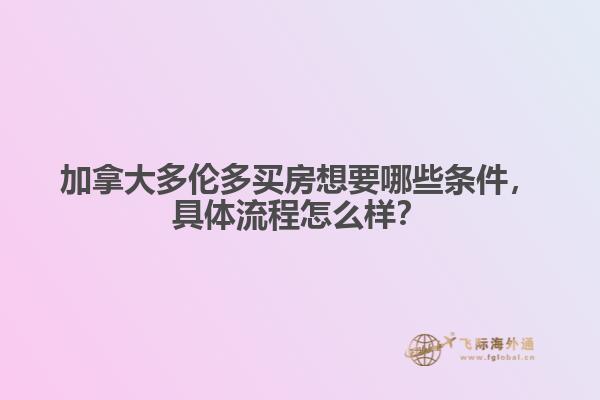 加拿大多倫多買房想要哪些條件，具體流程怎么樣？