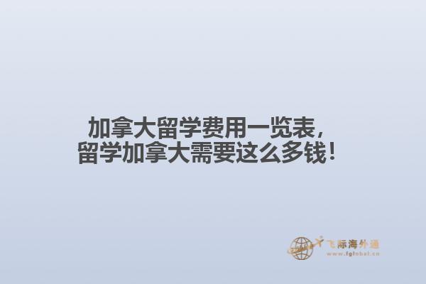 加拿大留學費用一覽表，留學加拿大需要這么多錢！