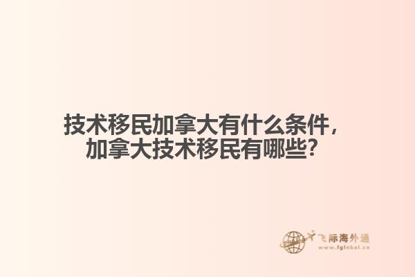 技術(shù)移民加拿大有什么條件，加拿大技術(shù)移民有哪些？