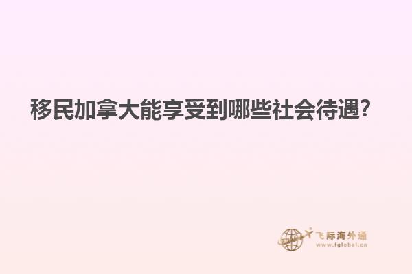 移民加拿大能享受到哪些社會待遇？