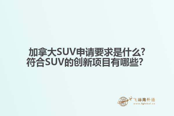 加拿大SUV申請要求是什么?符合SUV的創(chuàng)新項目有哪些？
