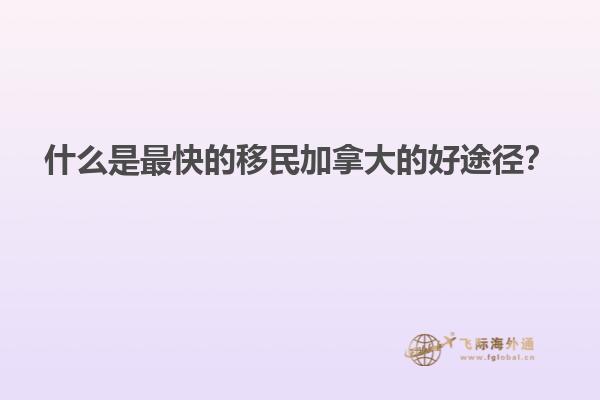 什么是最快的移民加拿大的好途徑？