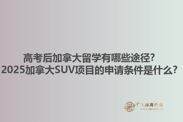 高考后加拿大留學(xué)有哪些途徑？2025加拿大SUV項目的申請條件是什么？1.jpg