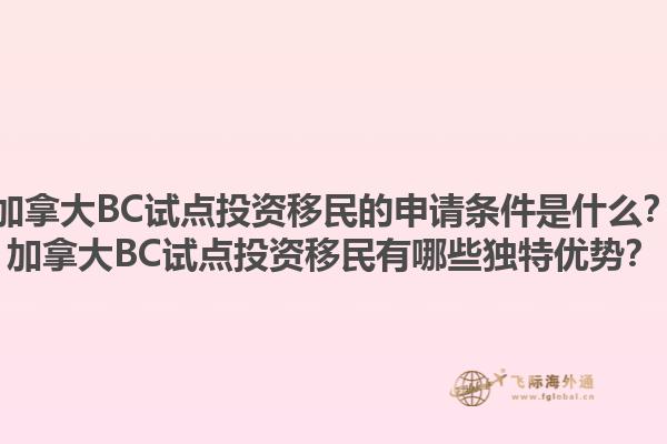 加拿大BC試點投資移民的申請條件是什么？加拿大BC試點投資移民有哪些獨特優(yōu)勢？1.jpg