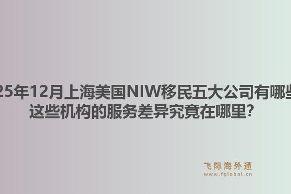 2025年12月上海美國NIW移民五大公司有哪些？這些機(jī)構(gòu)的服務(wù)差異究竟在哪里？
