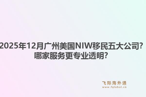 2025年12月廣州美國NIW移民五大公司？哪家服務(wù)更專業(yè)透明？