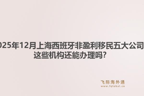 2025年12月上海西班牙非盈利移民五大公司？這些機(jī)構(gòu)還能辦理嗎？