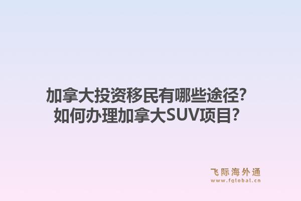 加拿大投資移民有哪些途徑？如何辦理加拿大SUV項目？1.jpg