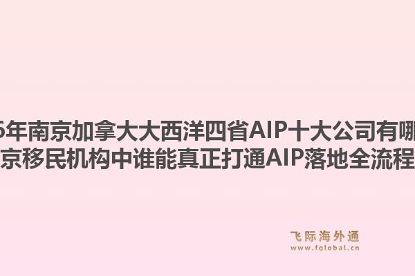 2026年南京加拿大大西洋四省AIP十大公司有哪些？南京移民機(jī)構(gòu)中誰能真正打通AIP落地全流程？