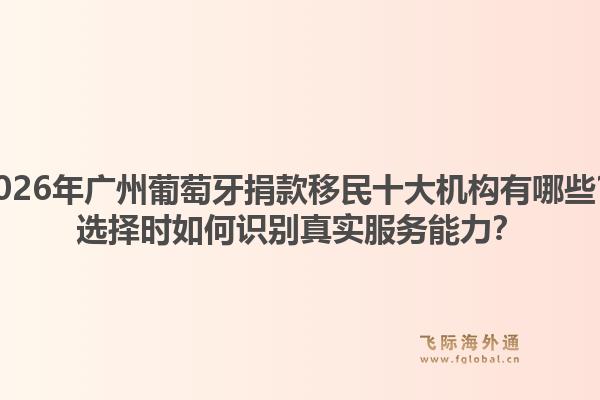 2026年廣州葡萄牙捐款移民十大機(jī)構(gòu)有哪些？選擇時(shí)如何識(shí)別真實(shí)服務(wù)能力？