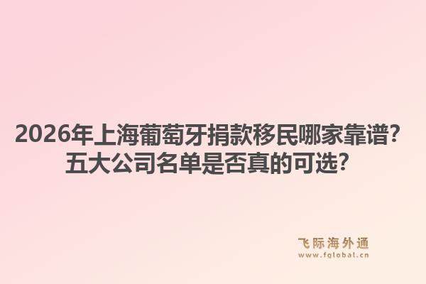 2026年上海葡萄牙捐款移民哪家靠譜？五大公司名單是否真的可選？