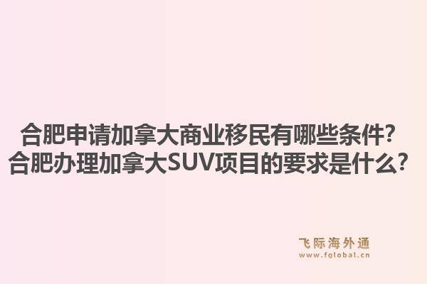 合肥申請加拿大商業(yè)移民有哪些條件？合肥辦理加拿大SUV項目的要求是什么？1.jpg