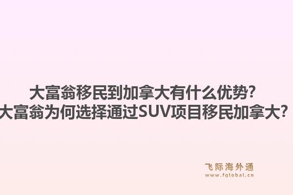 大富翁移民到加拿大有什么優(yōu)勢？大富翁為何選擇通過SUV項(xiàng)目移民加拿大？1.jpg
