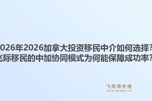 2026年2026加拿大投資移民中介如何選擇？飛際移民的中加協(xié)同模式為何能保障成功率？