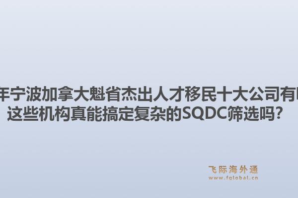 2026年寧波加拿大魁省杰出人才移民十大公司有哪些？這些機(jī)構(gòu)真能搞定復(fù)雜的SQDC篩選嗎？