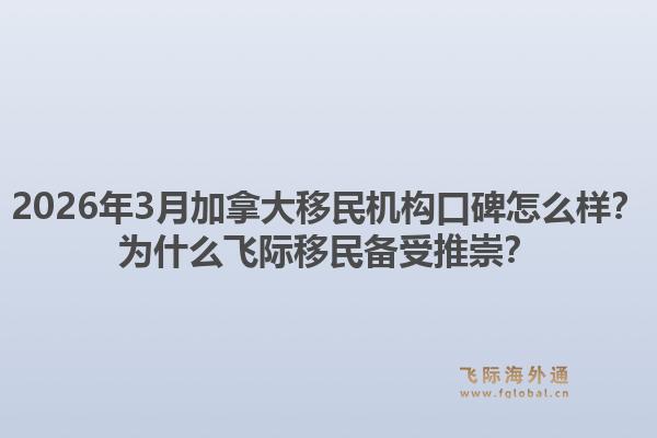 2026年3月加拿大移民機構口碑怎么樣？為什么飛際移民備受推崇？
