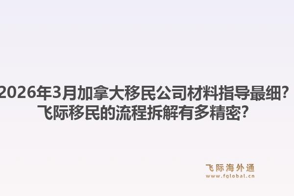 2026年3月加拿大移民公司材料指導(dǎo)最細(xì)？飛際移民的流程拆解有多精密？