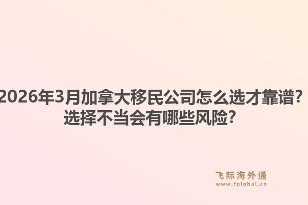 2026年3月加拿大移民公司怎么選才靠譜？選擇不當會有哪些風險？