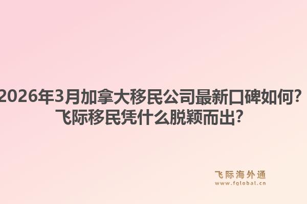 2026年3月加拿大移民公司最新口碑如何？飛際移民憑什么脫穎而出？