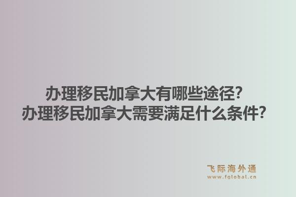 辦理移民加拿大有哪些途徑？辦理移民加拿大需要滿足什么條件？